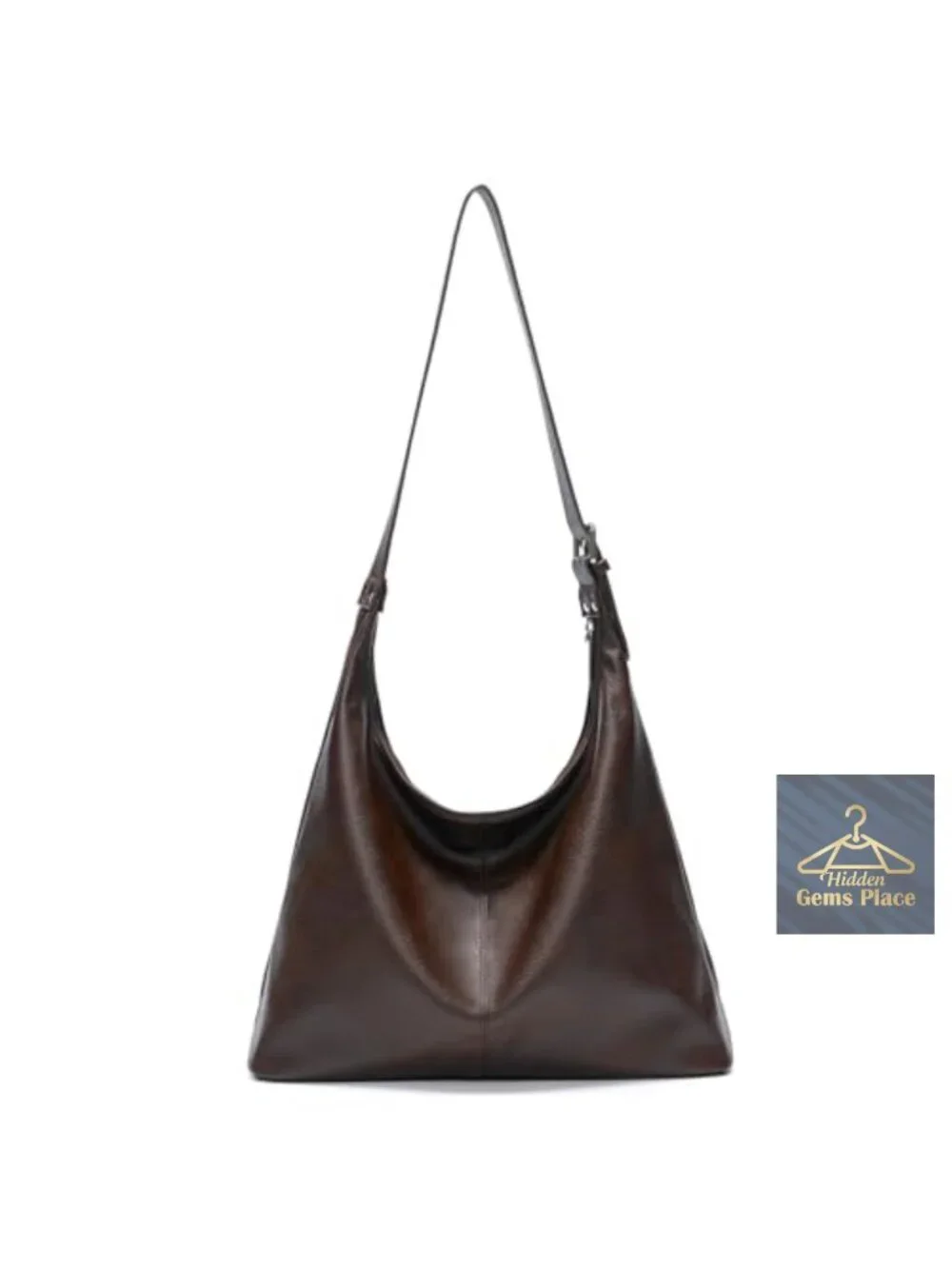 Large Vegan Leather Hobo Bag Slouchy Shoulder Purse Fits 13
